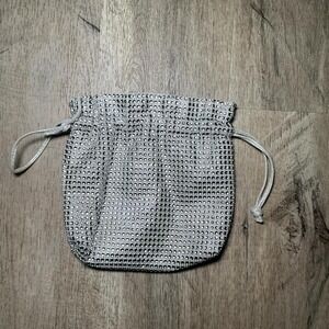 Silver sequin drawstring bag